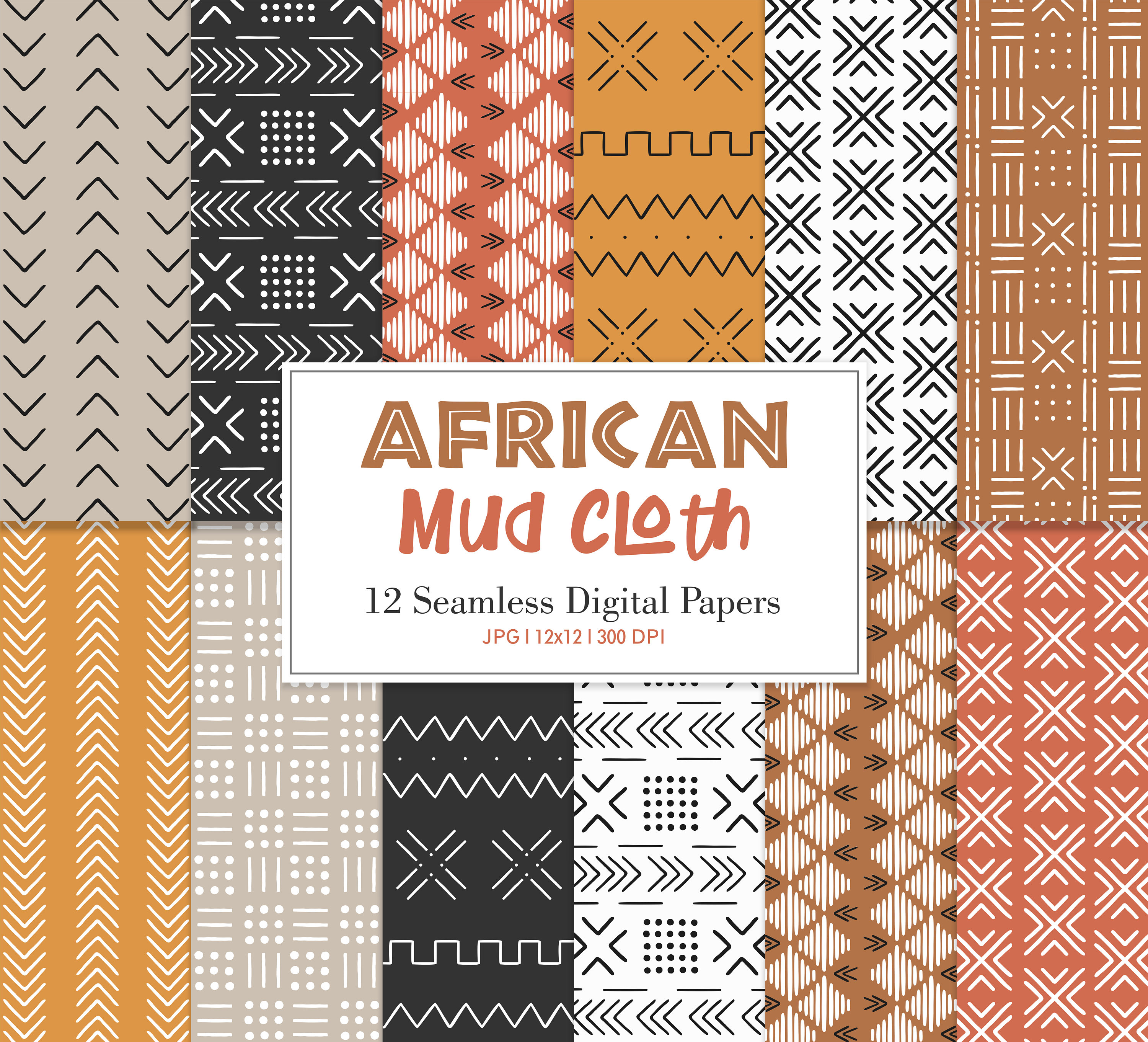 AFRICAN MUD CLOTH, African Mud Cloth Seamless Repeat Pattern, Backgrounds,  Printable Digital Paper 