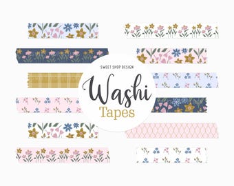 Cyfrowa taśma washi, grafika ścienna SŁONECZNA ŁĄKA, grafika kwiatowa do cyfrowego planera, Goodnotes