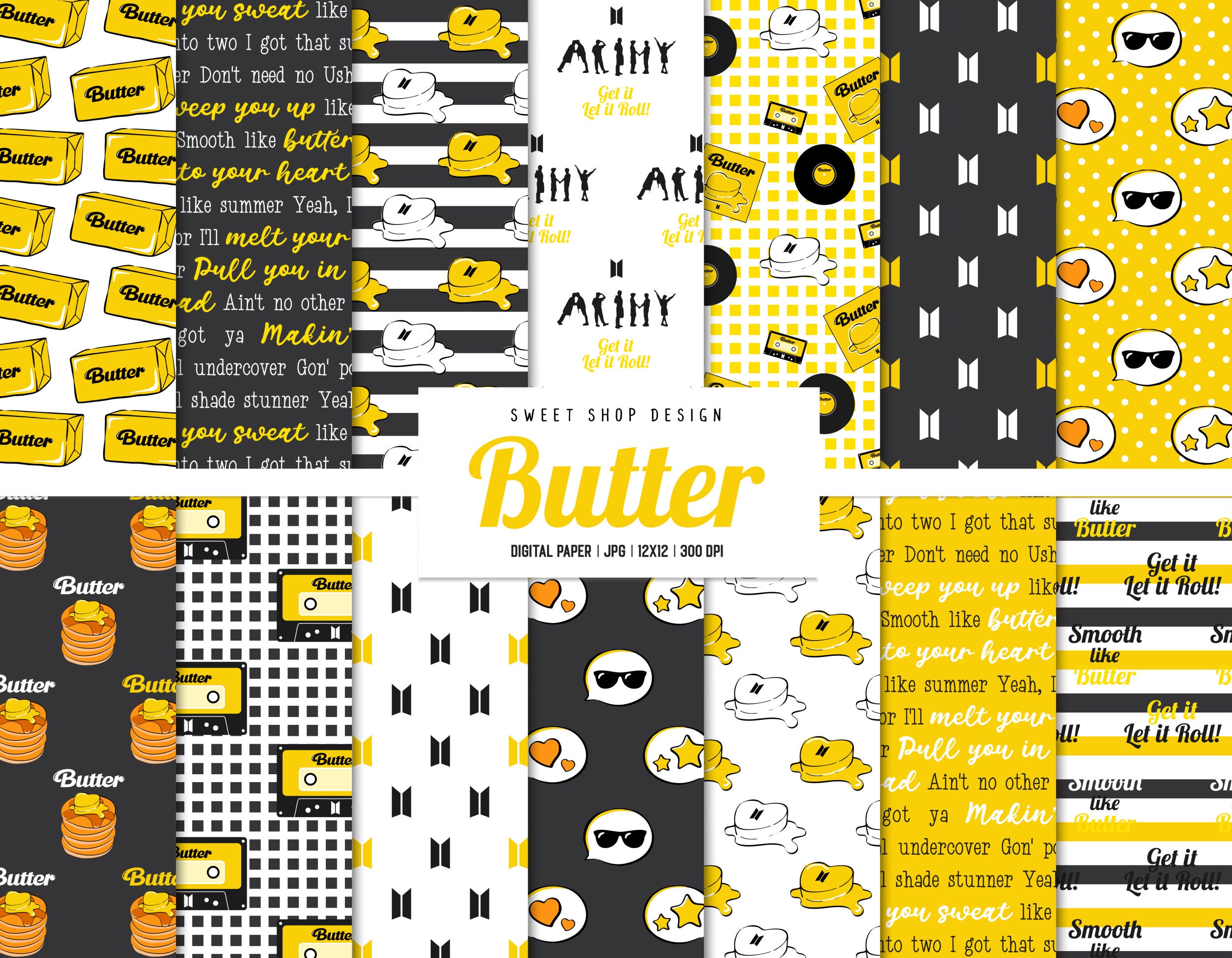 BUTTER Backgrounds Printable Digital Papers - Etsy Israel