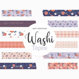 Floral Washi Tape Clipart: Mother&#39;s Day Planner Graphics (Digital Download)