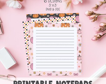 HALLOWEEN PUMPKINS, Notepad Template, Retro Design, Memo Sheet, To Do List