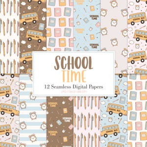 TEMPO ESCOLAR, padrão sem emenda de educador de professor de educação escolar, planos de fundo, papel digital imprimível