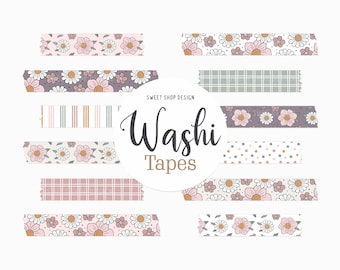 Cyfrowa taśma washi „WIOSENNE KWIATY”, kwiatowa grafika wiosenna do cyfrowego planera, Goodnotes