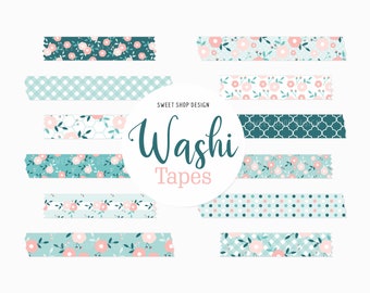 Clipart digital de cinta washi "Flores pequeñas", gráficos florales de primavera para agenda digital, Goodnotes