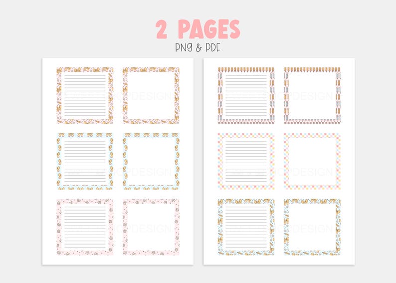 Fancy Notepad Pdf Back to School, Printable Notepad Template, Coquette Retro Design, Memo ...