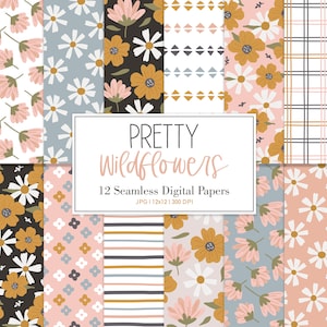 JOLIE FLEURS SAUVAGES, motif floral répété sans couture, arrière-plans, papier numérique imprimable