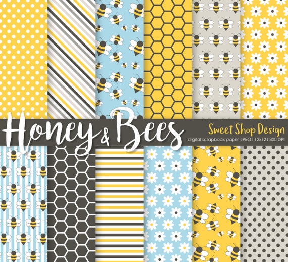 Download Digital Paper Pack Honey Bees Background Digital Paper Set Of 12 Papers By Sweet Shop Design Catch My Party