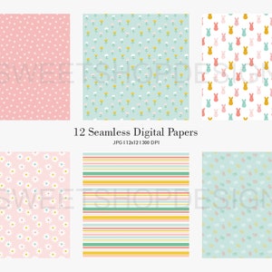 Some Bunny Loves You, Bunny Easter Spring Seamless Repeat Pattern, Backgrounds, Printable Digital Paper image 2
