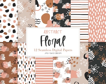 ABSTRACT FLORAL, Abstract Seamless Repeat Pattern, Floral Background, Printable Digital Paper