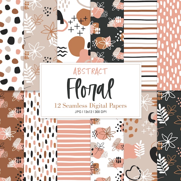 ABSTRACT FLORAL, Abstract Seamless Repeat Pattern, Floral Background, Printable Digital Paper