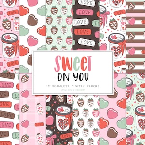SWEET ON YOU, Valentine Seamless Repeat Pattern, Retro Backgrounds, Printable Digital Paper