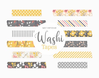 Clipart digital de cinta washi: AMAPOLAS DE PRIMAVERA, gráficos florales para agenda digital, Goodnotes