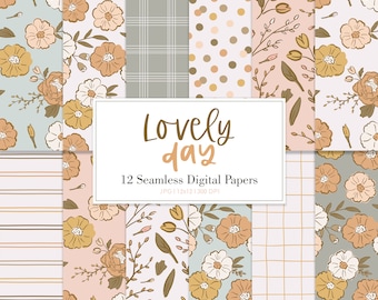 LOVELY DAY, Floral Spring Seamless Pattern, Backgrounds, Printable Digital Paper