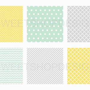 MINT AND YELLOW, Geometric Backgrounds, Printable Digital Paper image 3