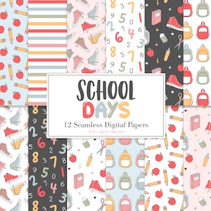 DÍAS ESCOLARES, Educación Escolar Profesor Educador Patrón Sin Costuras, Fondos, Papel Digital Imprimible