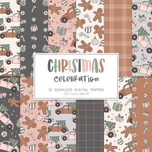 CÉLÉBRATION DE NOL, motif de répétition sans couture de Noël, arrière-plans, papier numérique imprimable
