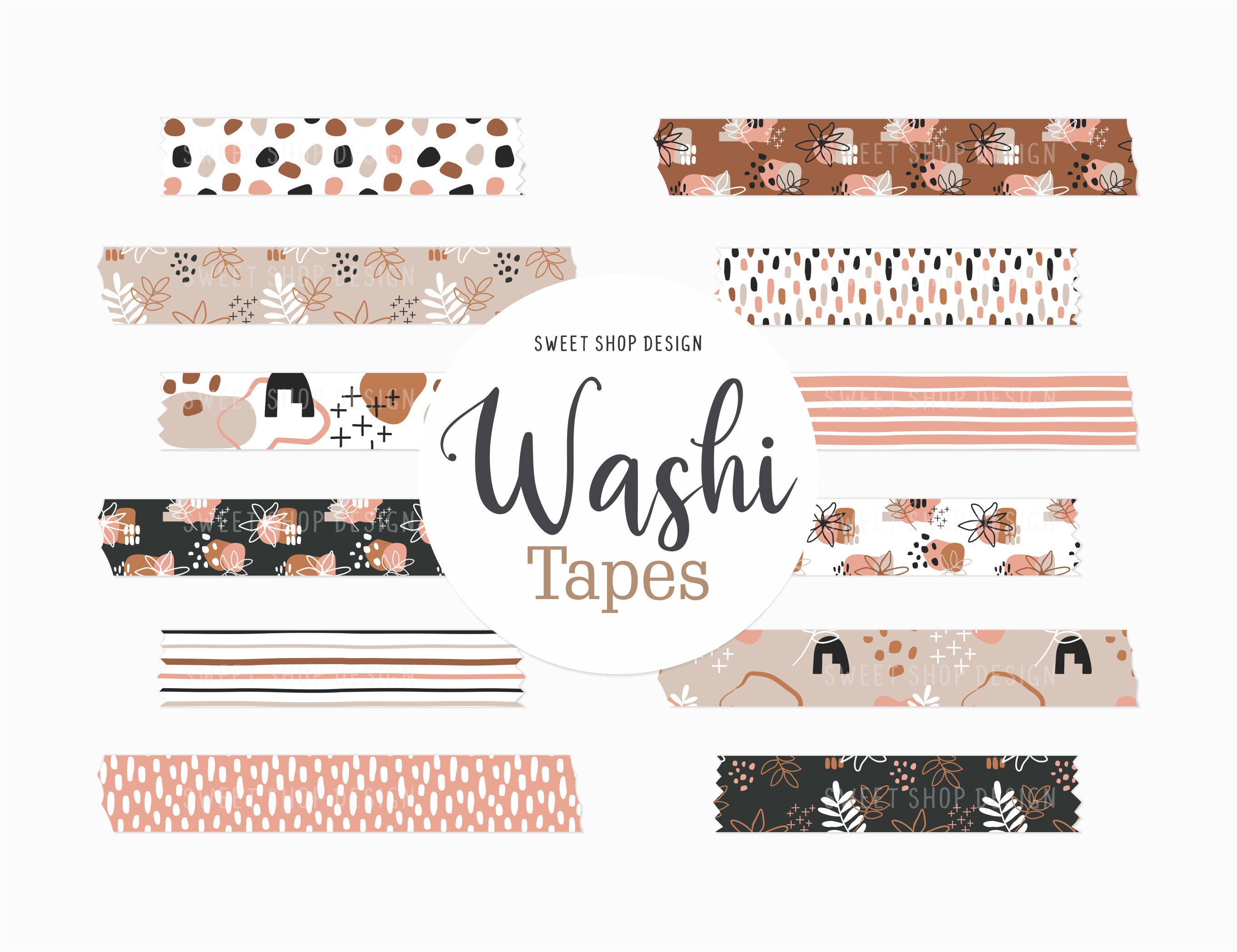 Digital Washi Tape Clipart ABSTRACT FLORAL Graphics for Digital Planner ...