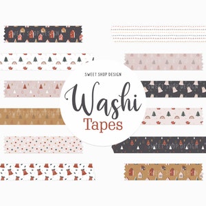 Digital Washi Tape Clipart BOHO CHRISTMAS, Christmas Graphics with Boho Patterns For Digital Planner, Goodnotes