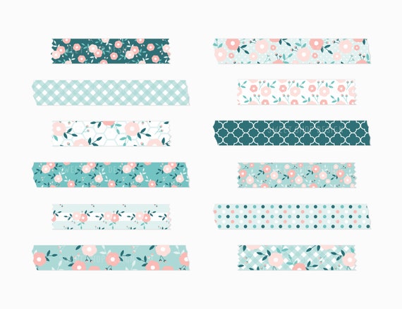 Digital Washi Tape Clipart LITTLE FLOWERS, Graphics with Floral Polka Dots  Gingham For Digital Planner, Goodnotes
