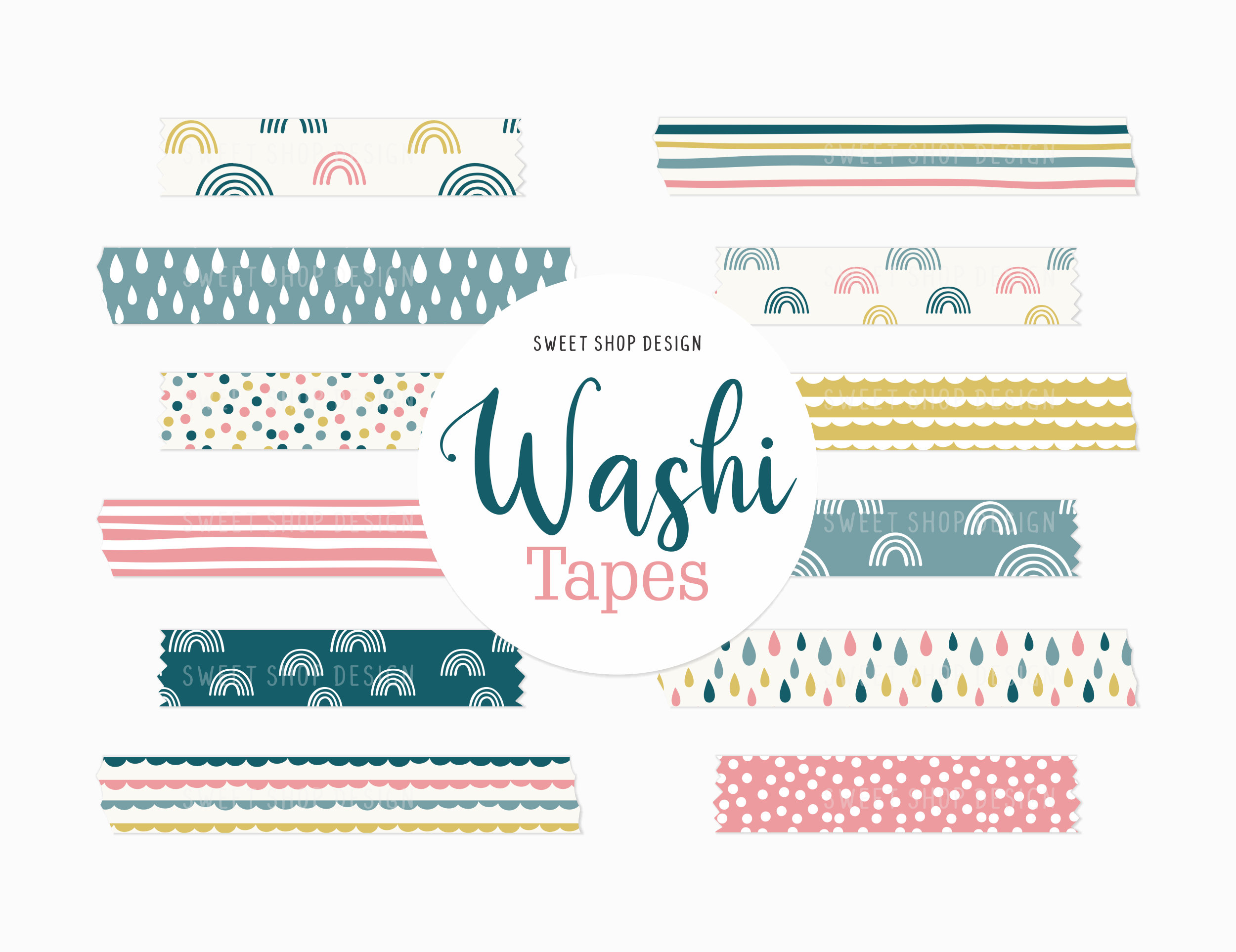 10 BOHO Floral Washi Tape PNG Bundle Graphic by Heyv Studio