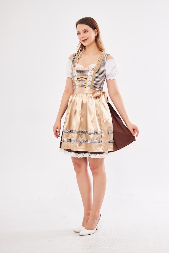 brown oktoberfest dress Tobacco Brown Dirndl Authentic Bavarian Dress XL