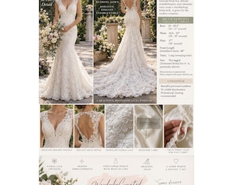 Sophia Tolli Wedding Dress Ivory Floral Lace Mermaid Bridal Gown Long Train
