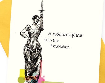 Een vrouwenplaats. Moederdagkaart. Moderne feministische Revolutie .  Moederdag Wenskaarten voor vrouwen beste vriend. IWD Bday BFF feminisme