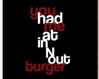 In N Out Burger Love Card . Funny Valentine Card . Valentines Cards . Funny Boyfriend Card . Animal Style Birthday Card . Anti Valentines