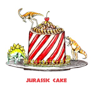Divertido dinosaurio feliz cumpleaños pastel de tarjeta. Pastel Jurásico. tarjetas de felicitación de cine . para mi novio mejor amigo