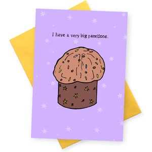 Drôle de Christmas Xmas Panettone Card . cartes de vœux d'humour de vacances . grossière papeterie suggestive . amie amie amie de petit ami de carte de pantone festive