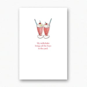 Lustige Geburtstagskarte beste Freundin Freund. mein Milchshake bringt alle Jungs auf den Hof. Grußkarten Illustration. Henne Party Einladung