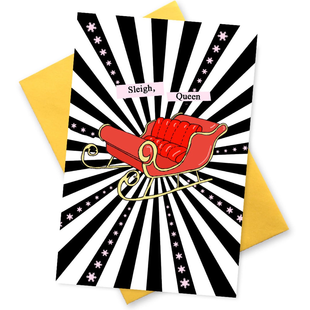 Sleigh Queen . Modern Girl Boss Feminist Christmas Xmas Cards