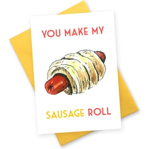 Carte d’anniversaire drôle. carte de saucisse rouleau amour rude. cartes de voeux pour mon meilleur ami de petite amie femme. illustration de l’humour vintage anglais