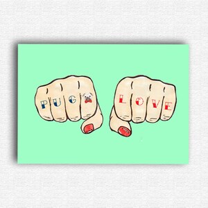 Pug carta hipster amore San Valentino. Illustrazione del tatuaggio dell'annata. Carlini della nail art. Cartolina d'auguri per il mio migliore amico fidanzato