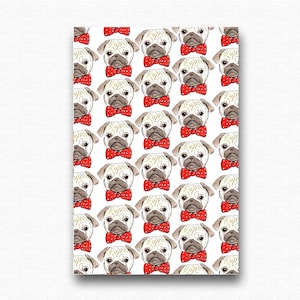 VERKOOP vrij Pugs verjaardagskaart. trend pug geïllustreerd wenskaarten voor beste vriend zuster vrouw vriendin. rode vlinderdas pup humor