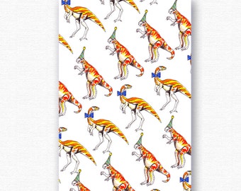 Dancing Dinosaurs happy birthday card . I love Dino funny pattern greetings cards . Party invite thank you card