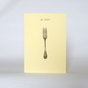oh fourchette . drôle de carte de joyeux anniversaire . fourchette vintage . cartes de vœux crème . désolé j’ai oublié . vœux d’anniversaire tardifs