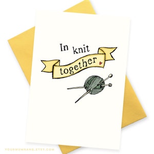 Lustige Karte. In Strick zusammen. Muttertag Schwester beste Freund BFF Gruß Karten. Freundschaft Valentine. Stricken Stich n Hündin Hipster Mädchen