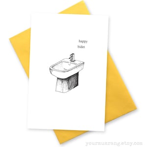 Gelukkig bidet. Grappige verjaardagskaart. Wenskaarten voor vriendje beste vriend. Verjaardag BFF-groet. Geek kaart. BDT Toilethumor