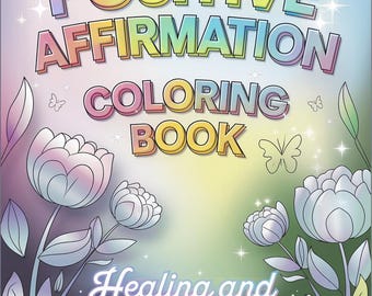 Libro para colorear con afirmaciones positivas / Páginas Kawaii motivacionales y llamativas (Descarga digital)