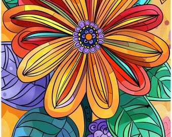 Libro para colorear de flores Zentangle / 110 páginas florales (descarga instantánea)