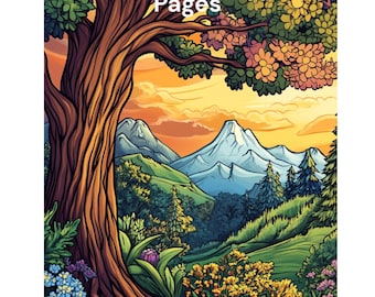 Libro para colorear de naturaleza fantástica / Setas, castillos, cascadas (descarga digital)