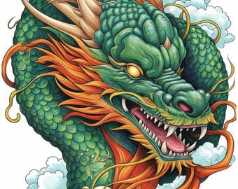 Libro para colorear de dragones para adultos / 25 diseños de dragones feroces en PDF / Páginas para colorear imprimibles / Arte de dragones japoneses y asiáticos / Descarga instantánea