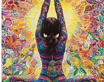 Libro para colorear de yoga / 125 páginas de mindfulness, arte para aliviar el estrés (descarga digital)