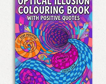 Libro para colorear de ilusiones ópticas / Arte que desafía la mente, alivio del estrés (descarga instantánea en PDF)