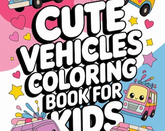 Libro para colorear infantil en PDF / Más de 70 páginas con vehículos, motos y barcos (Descarga digital)