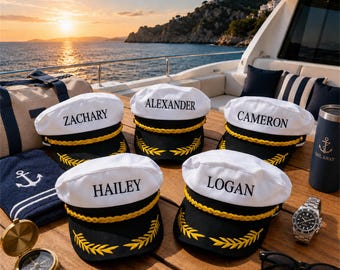 Custom Captain Hat Embroidered, Personalized Sailor Cap, Party hats，Nautical Yacht Hat, Cruise Outfit Accessory, Unique Gift for Him Her