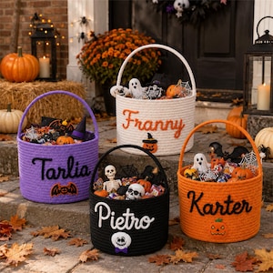 Spersonalizowany kosz na cukierki, spersonalizowana torba na cukierki na Halloween, wiaderko na Halloween dla dzieci, prezent w kształcie dyni