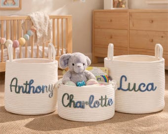 Personalized Handmade Basket, Handmade Baby Gift Basket, Baby Gift, Custom Nursery Gift, Baby Shower Gift, Storage Basket, Toy Organizer