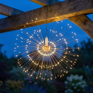 Solar Firework Lights, Hanging LED Starburst String Light, Outdoor Garden Patio Decoration, Warm White